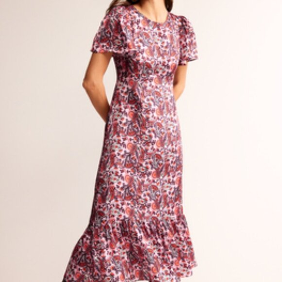 Boden Dresses & Skirts - Boden Tiered Flutter Tea Dress in Orchard Pink Fantastical -NWT